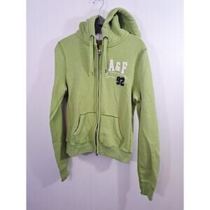 Abercrombie & Fitch Women's Green Full Zip Hoodie Sweatshirt Size Large Y2k